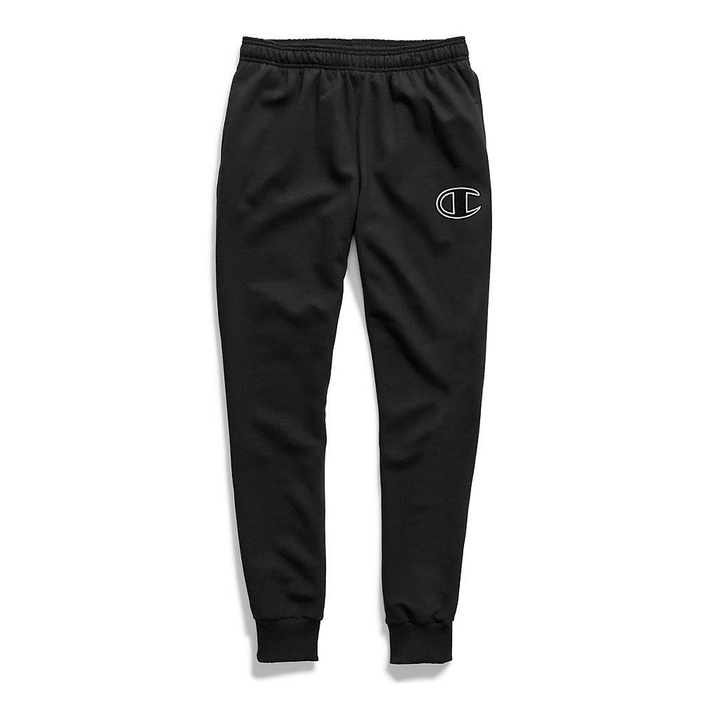 Champion Men's Powerblend and Fleece Joggers, C Logo With White ...