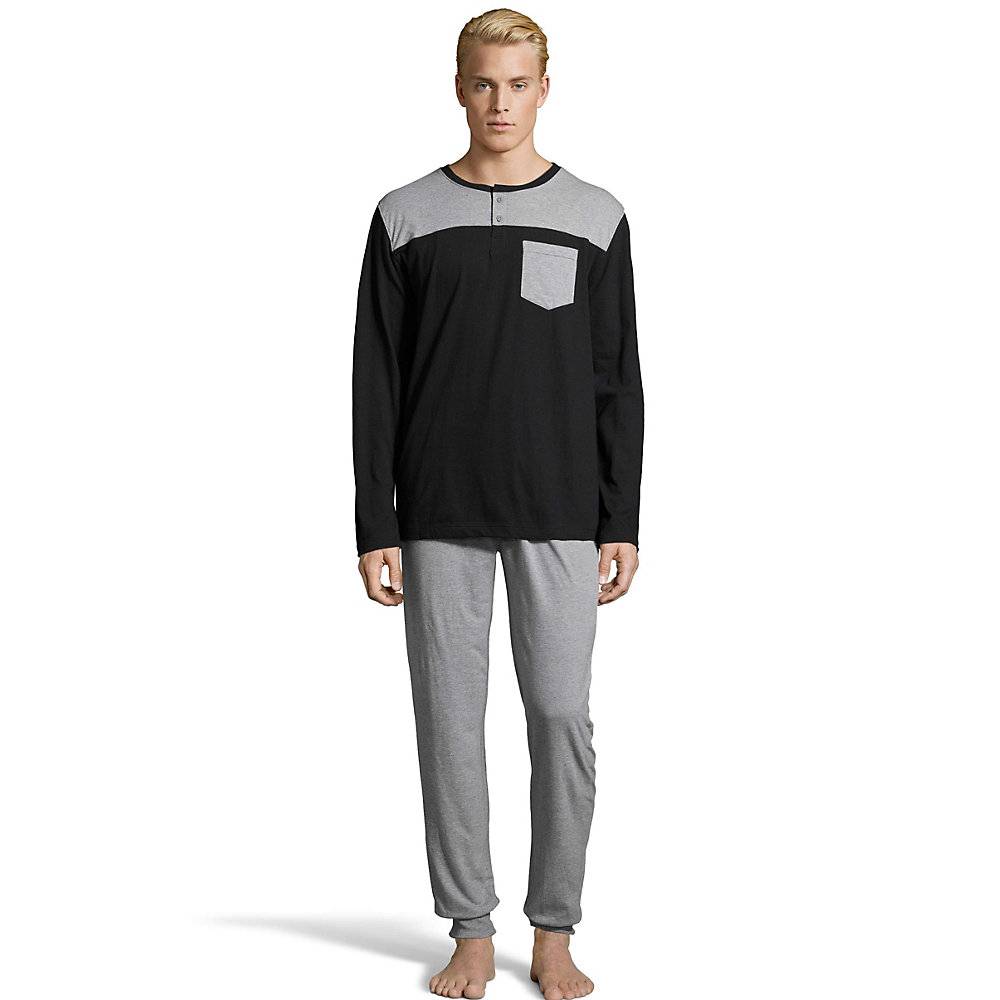 Hanes Men's 1901 Heritage Henley with front and back Yolk and Jogger ...