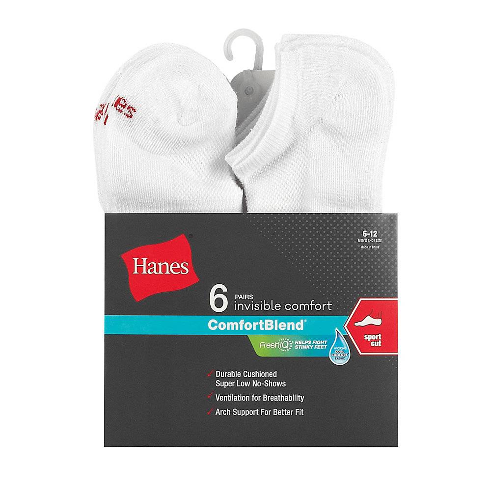 Hanes Men's FreshIQ ComfortBlend Sport Cut Socks 6-Pack IC36 in Bulk Price