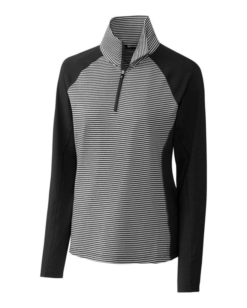 Cutter & Buck Forge Tonal Stripe Stretch Half Zip Womens Top in Best Price