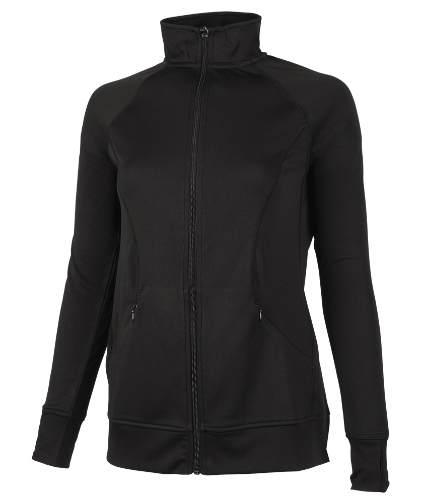 Women's Black Solid Polyester Activewear Jackets