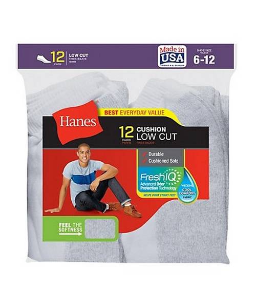 Hanes Style 188V12 Hanes Men's Low Cut Socks