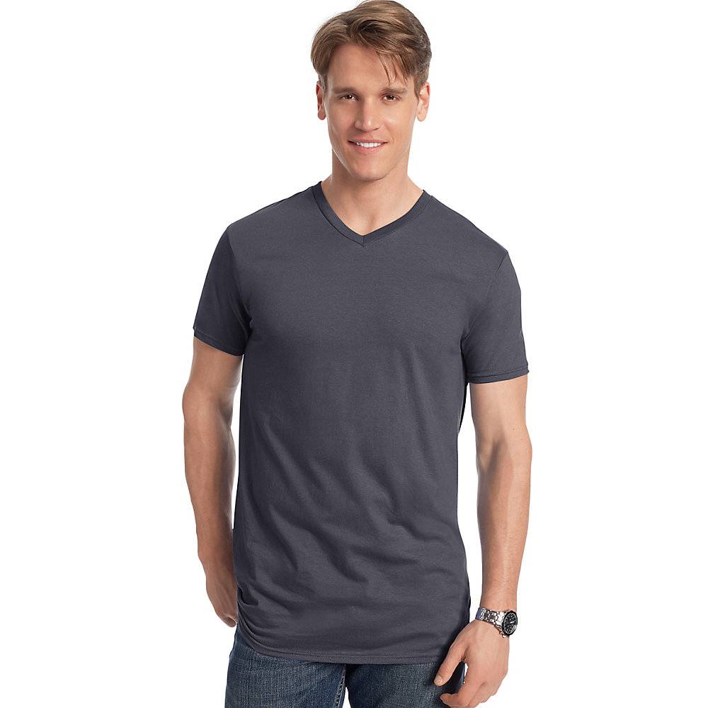 Hanes Style 498V Men's Nano-T V-Neck T-Shirt