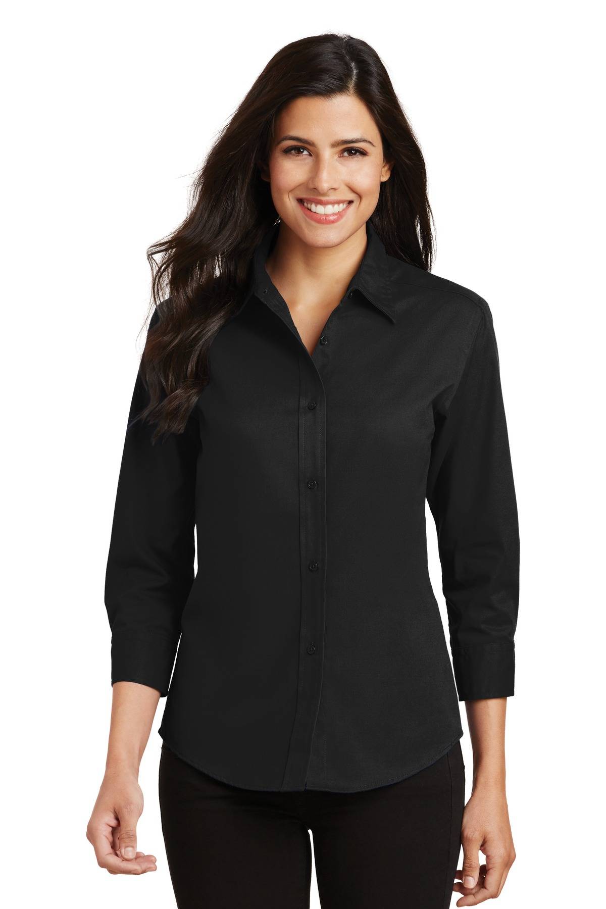 Port Authority L612 3/4-Sleeve ApparelShopUSA Shirt Easy Care Ladies 