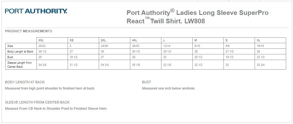 Port Authority LW808 Ladies Long Sleeve SuperPro React Twill Shirt Strong Blue S